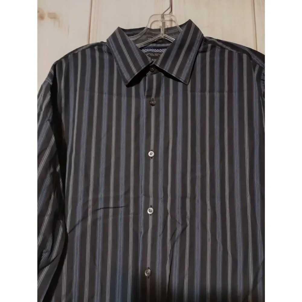 Banana Republic Shirt Men's Large‎ Slim Fit Navy Button Front Long Sleeve